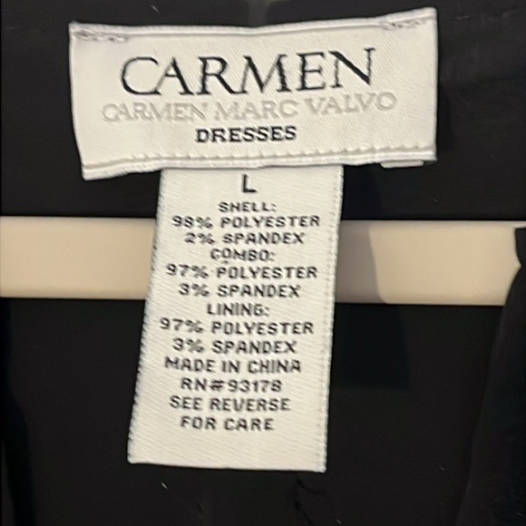 Carmen Marc Valvo | Black sheer detailing textured shift dress Women’s size L - Picture 6 of 7